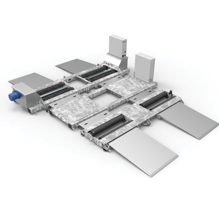 BM20200 mobil testlinie med bremseprøvestand, slitagetester og hastighedstester - 3D illustration